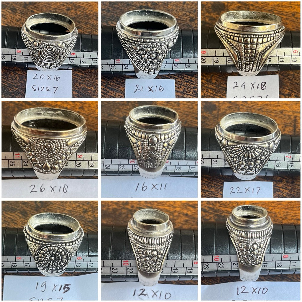 ring emban batu akik alpaka black oxid model tanam