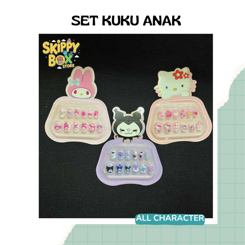 SET KUKU PALSU SANRIO UNTUK ANAK CEWEK FAKE NAIL ART KARAKTER SANRIO