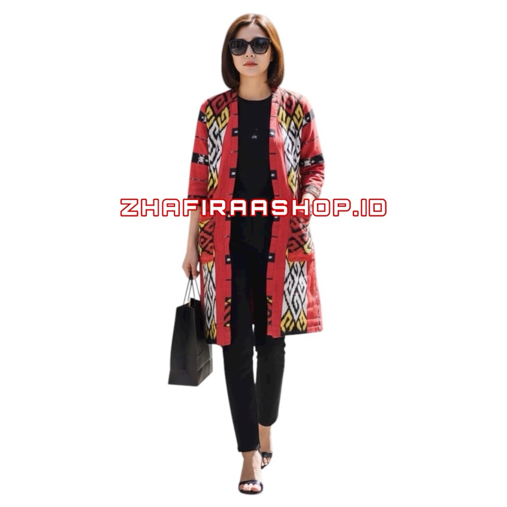 {Zhafiraashop.id} Blazer Wanita Tenun Lengan Panjang