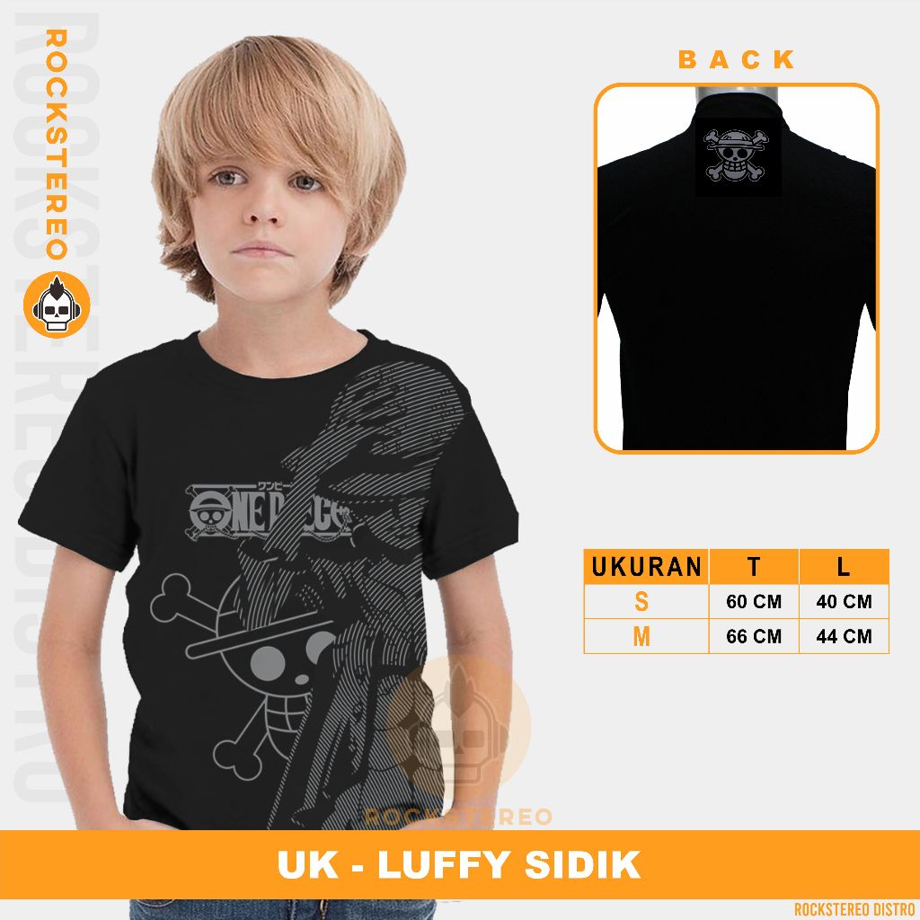 KAOS ANAK ANIME -[ ONE PIECE / NIKA / GEAR / ZORO ]-- LUFFY SIDIK