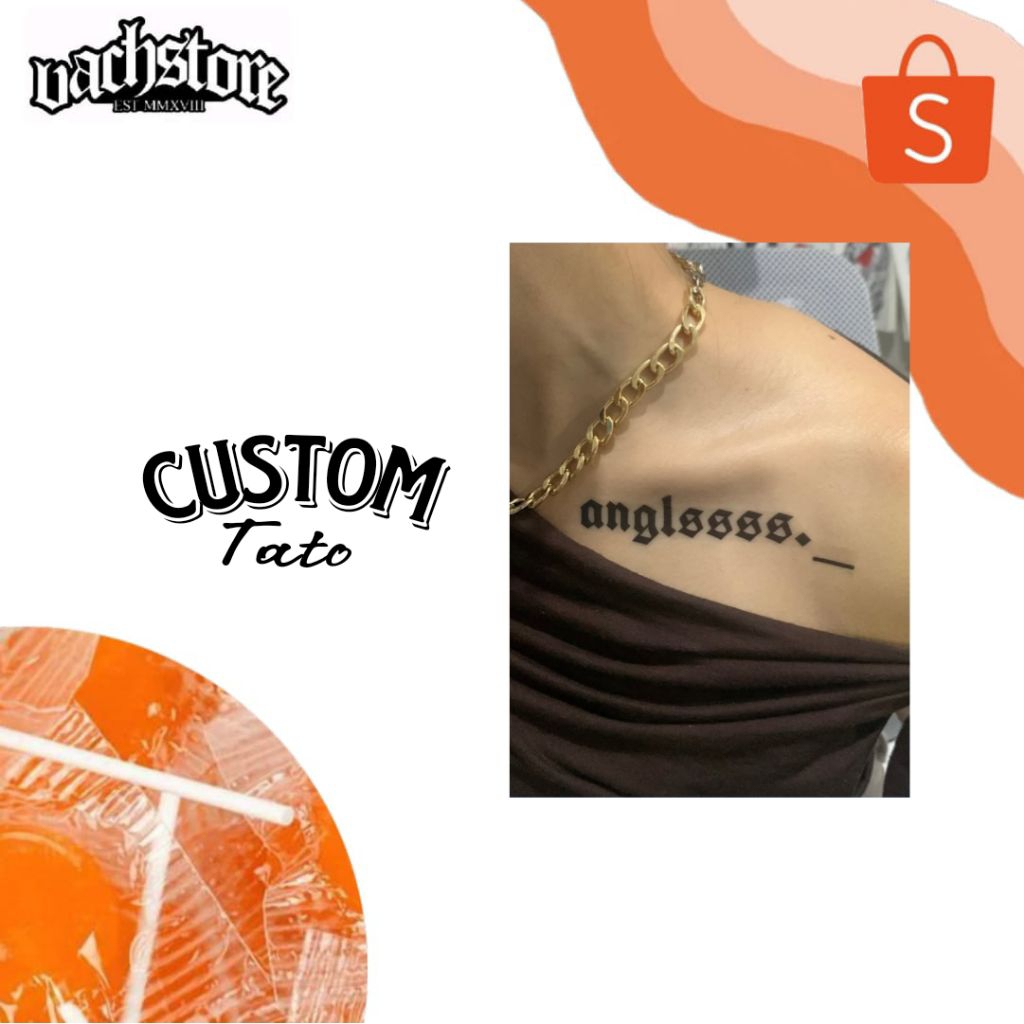 Custom Tato Temporer Stiker Temporary Tattoo Nama