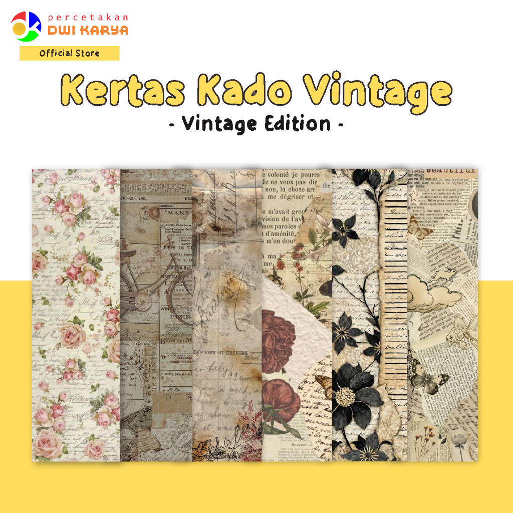 (COD) KERTAS KADO VINTAGE UKURAN 47,5 X 32 CM AESTHETIC