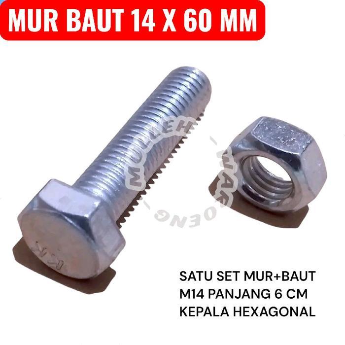 MUR BAUT 14 X 60 / BMP M14 X 60 GALVANIS / BMP M14 X 60 MURAH SATU SET