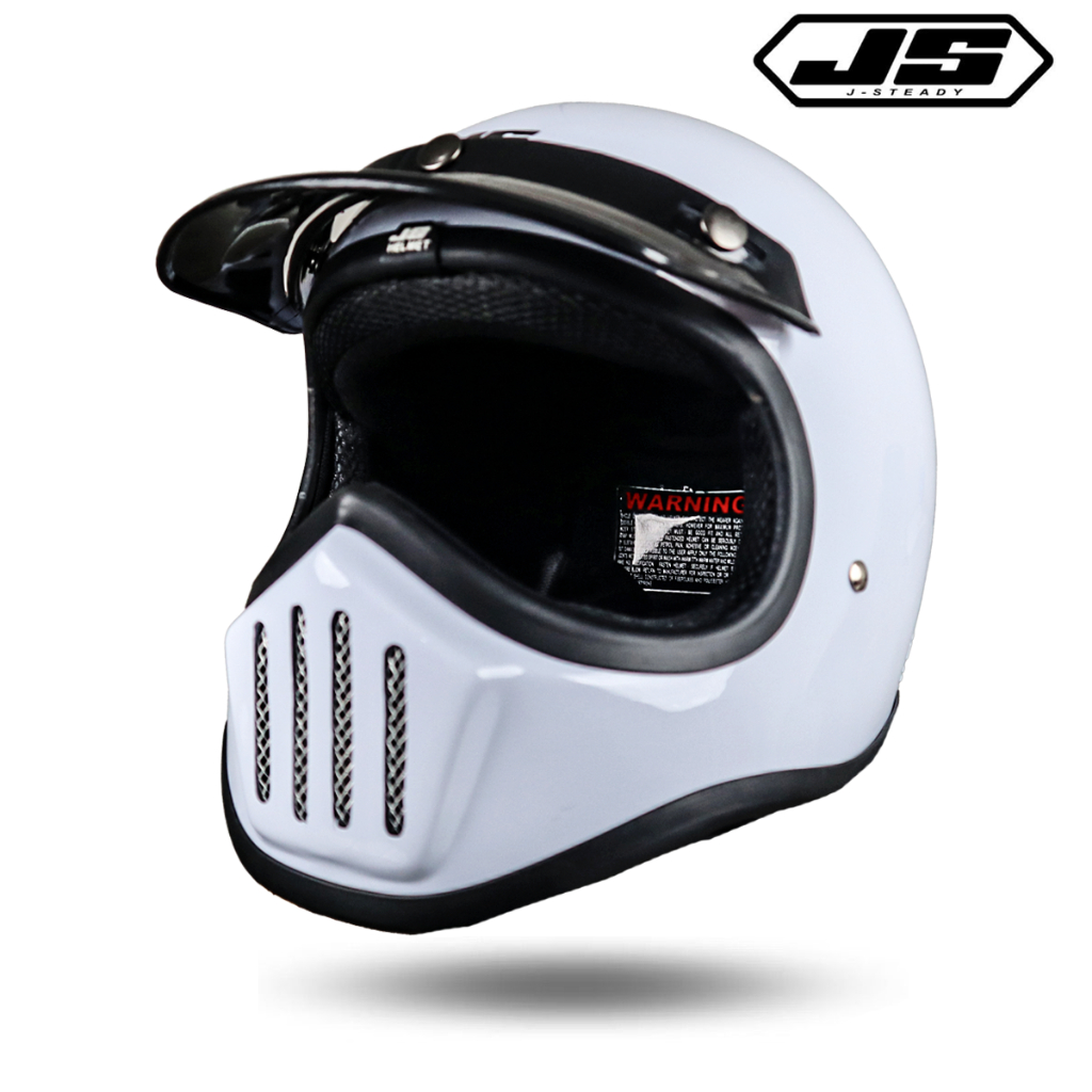 Helm JS Cakil Original Warna white gloss - Full Face Helmet Cowok Keren sudah SNI/helm keren/helm
