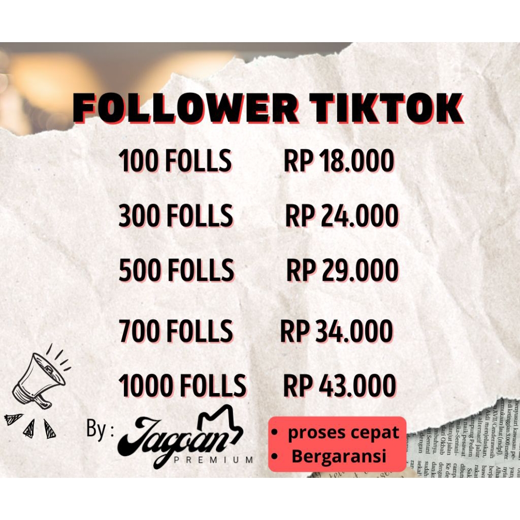 FOLLOWER TIKTOK PERMANEN BERGARANSI FOLLOWER TIKTOK TERMURAH