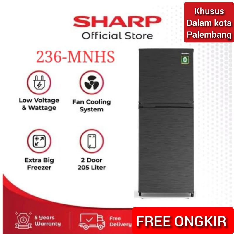 Kulkas Sharp 2 Pintu Kirei Series Dark Silver - (SJ-236MNHS)