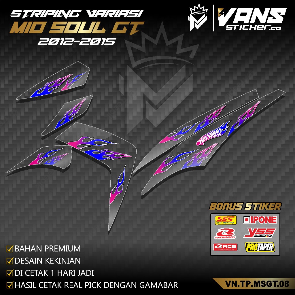 Stiker Striping Transparan MIO SOUL GT 115 2012-2015  Siticker decal Variasi YAMAHA MIO SOUL GT