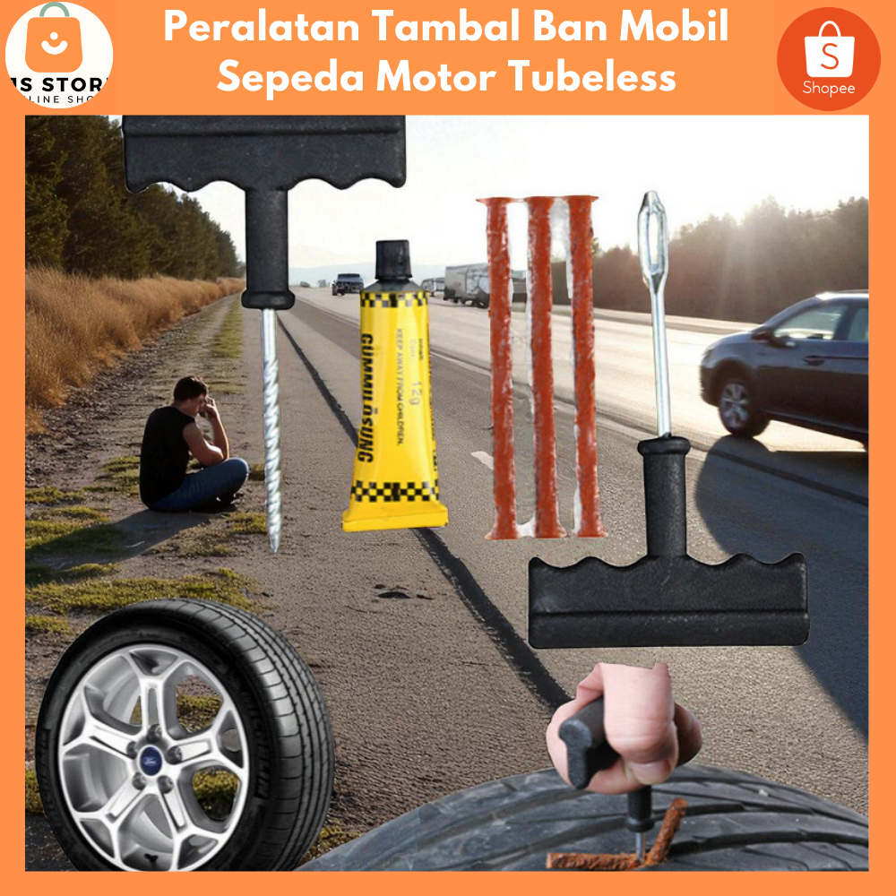 Tubeless Tambal Ban / Peralatan Tambal Ban Mobil Sepeda Motor Tubeless - KBTB02