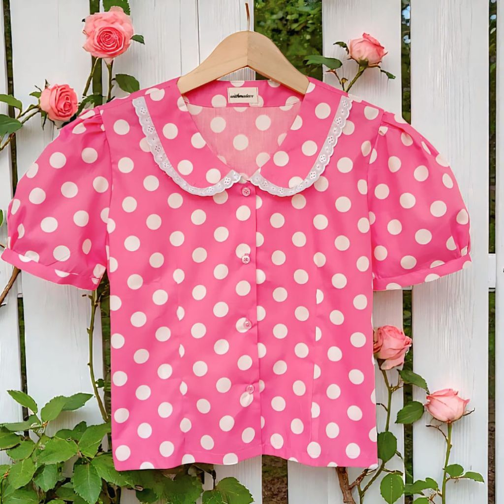Kemeja wanita/Atasan wanita motif polkadot