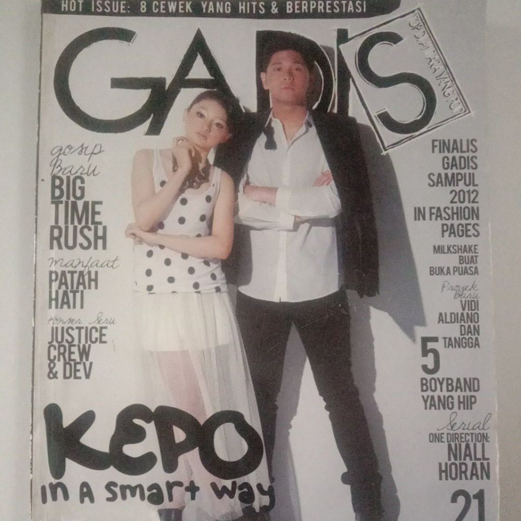 Majalah Gadis Tahun 2012 Cover Nadia Sarosa (Gadsam Favorit'2012)