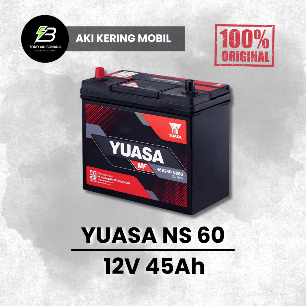 Aki kering mobil Yuasa NS60 (12V 45 Ah)