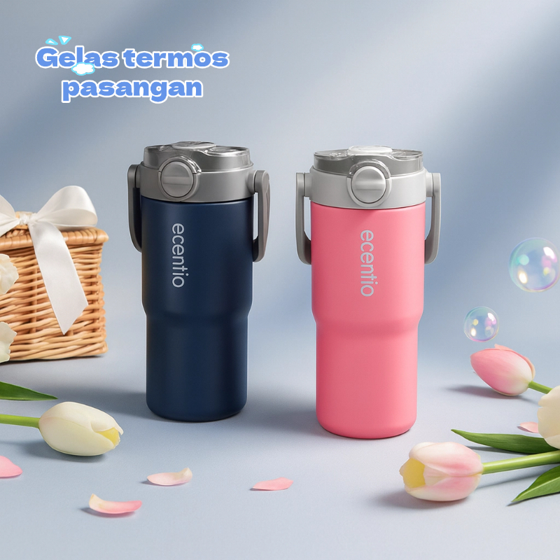 [Couple Cup]ecentio Botol minum stainless luar angkasa Tumbler sedotan estetik Couple Cewek cowok Te