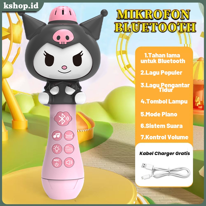Multifungsi Mikrofon Anak Bluetooth Wireless Speaker Mainan Mikrofon Kartun Nyanyi Anak Perempuan