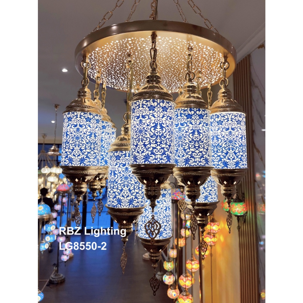 Lampu Hias Gantung Mozaik Turki Tabung Antik Elegan