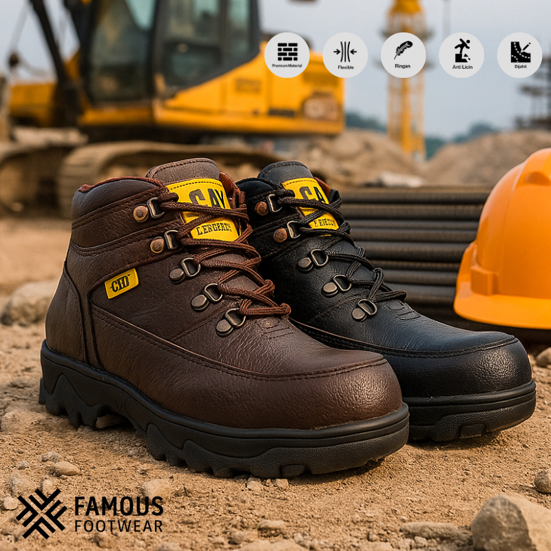 sepatu safety ujung besi/sepatu septi boots kerja berat dan kerja lapangan atau kerja proyek