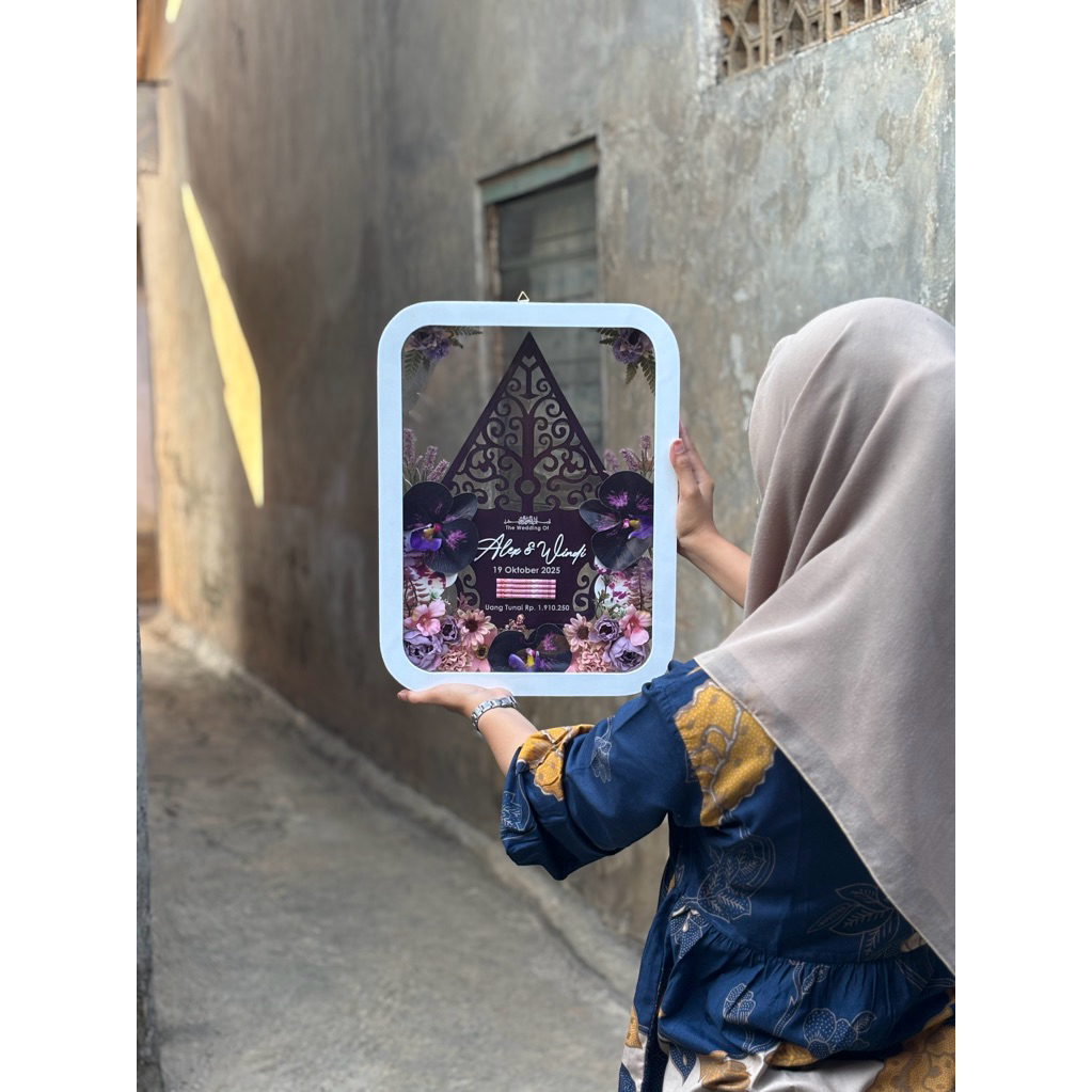 FREE PACKING KAYU| MAHAR AKRILIK FRAME KAYU LENGKUNG