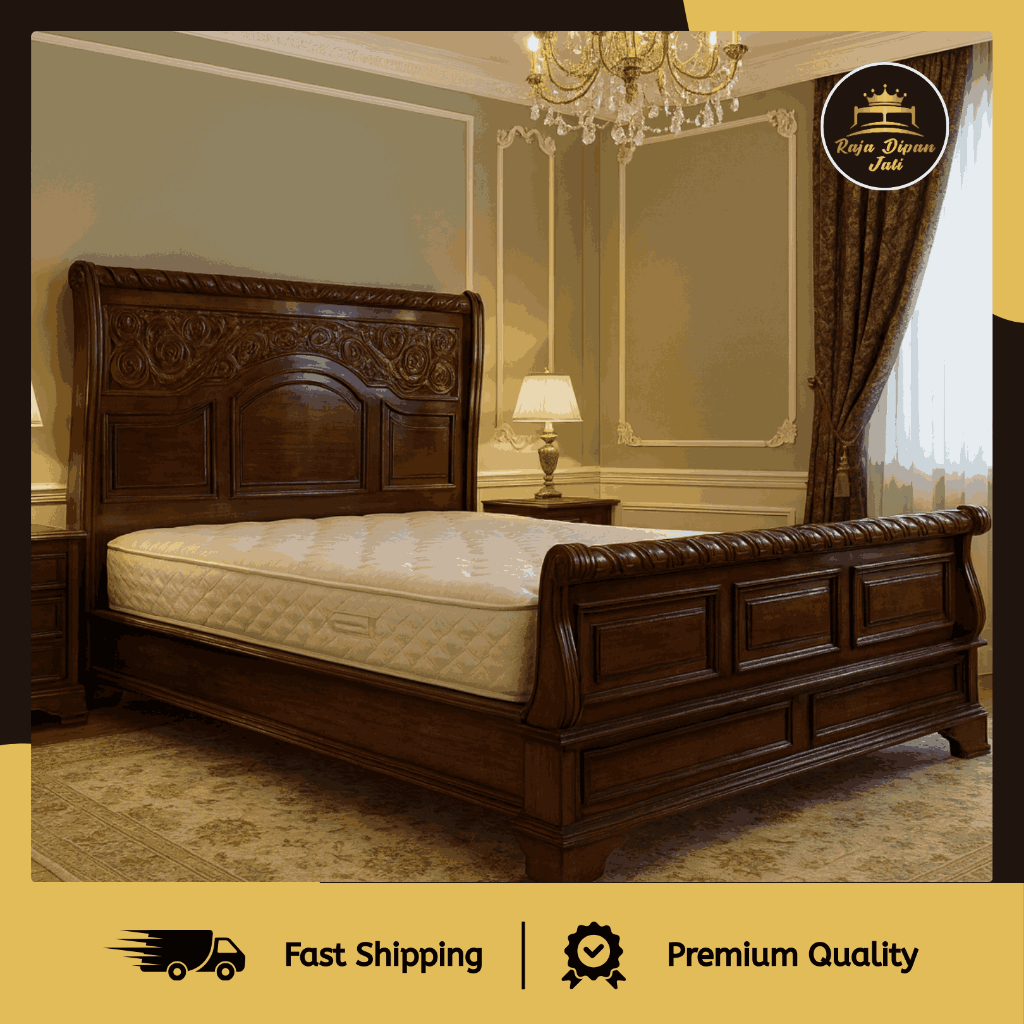 Dipan Mewah Jati Asli Jepara Full Ukiran Tempat Tidur Divan Ranjang Bed Kasur