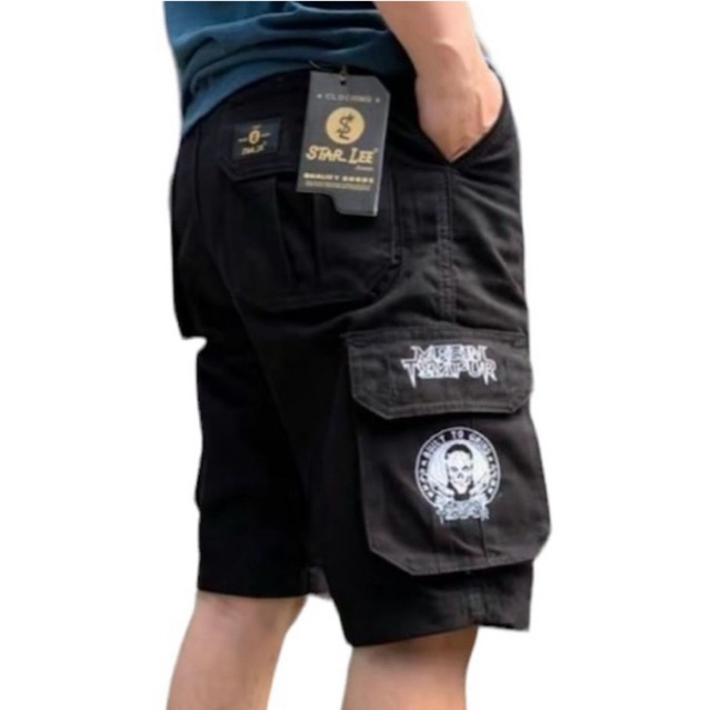 CARGO BIG SIZE 27-42 - CELANA PENDEK PRIA MOTIF BORDIRAN BAND ROCK METAL - CELANA PENDEK PRIA JUMBO 