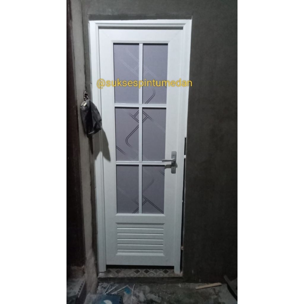 (Link khusus Pengiriman mobil toko) Pintu Plus Kusen UPVC ukuran 70cmx200cm Model List Kaca Dan Bela