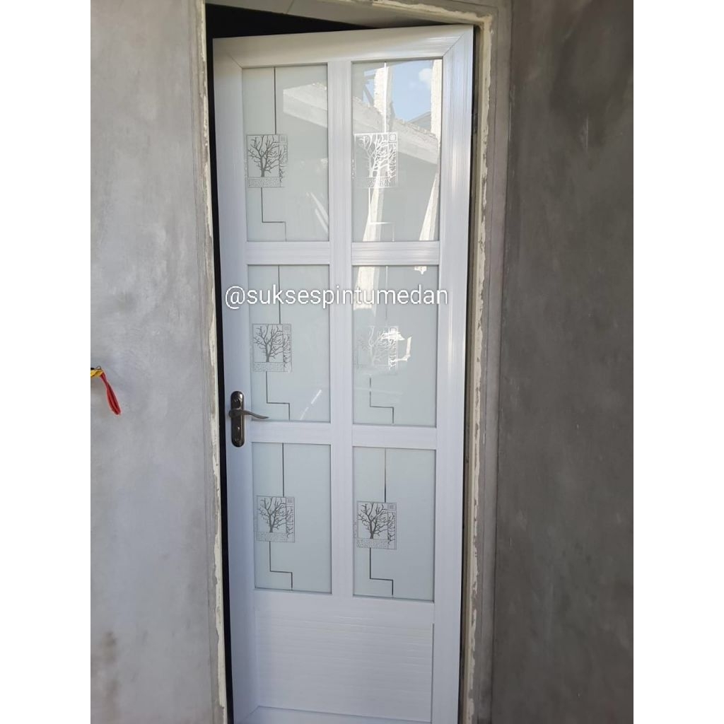 (Link khusus Pengiriman via shopee) Pintu Aluminium putih toilet kamar mandi WC mewah kaca cermin pe