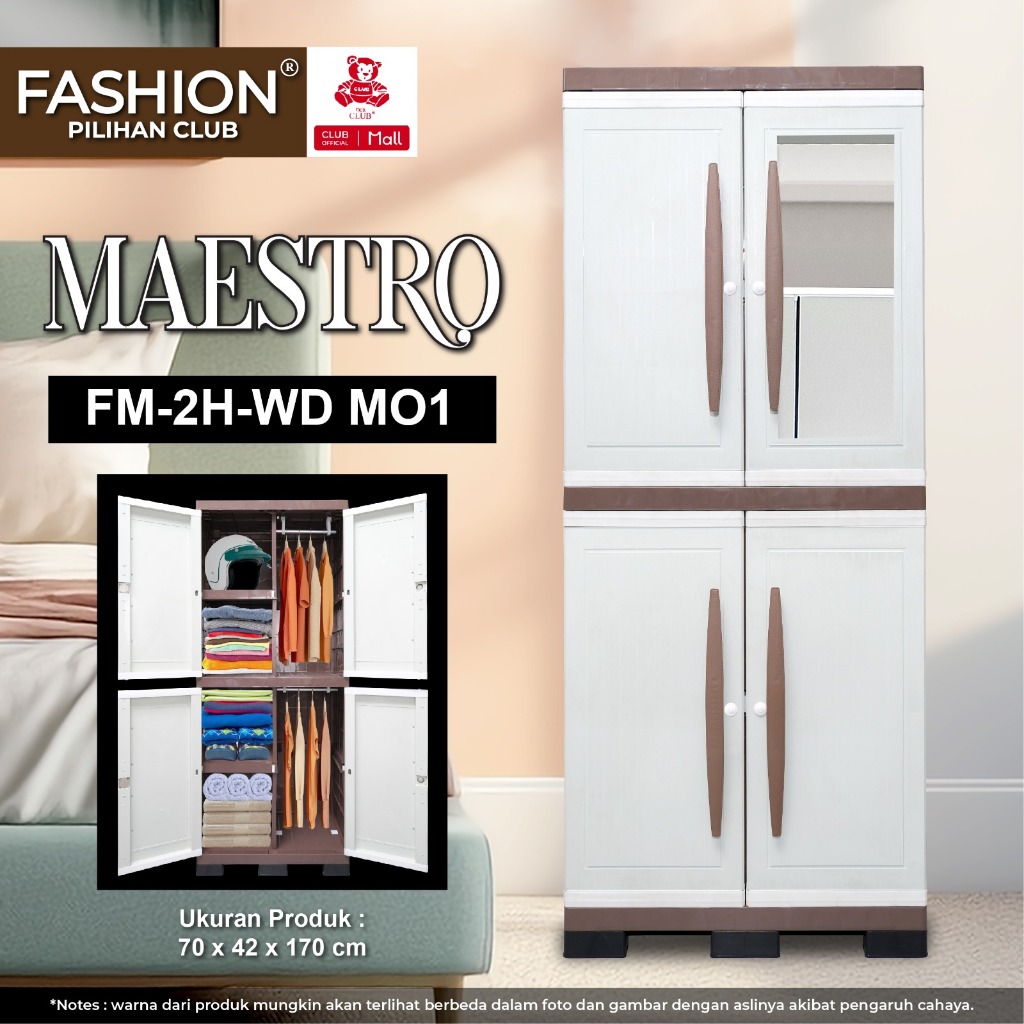 CLUB Fashion Maestro - Rak Pakaian Plastik - Lemari 4 Susun Plastik - Kabinet Rak Baju Gantung