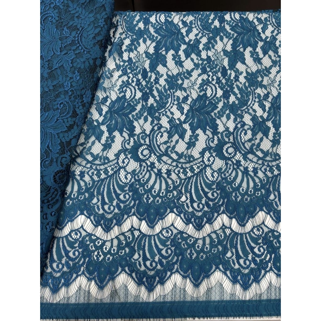 Bakal Kain Bahan Kebaya Brokat Semi Prancis Solstiss 3D Kombinasi/ Lace Semi Francis Solstiss Panel