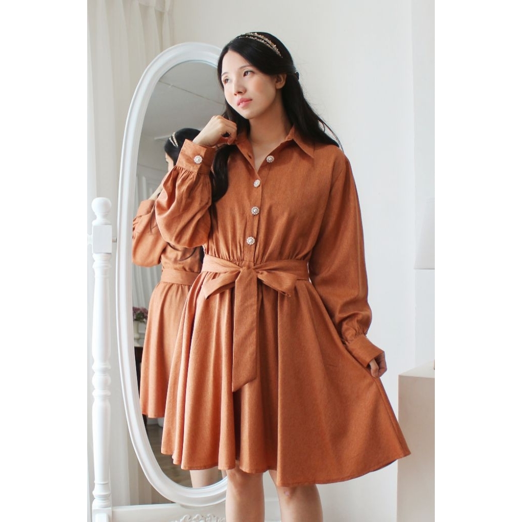 DIANNE LINEN DRESS IN WALNUT BROWN