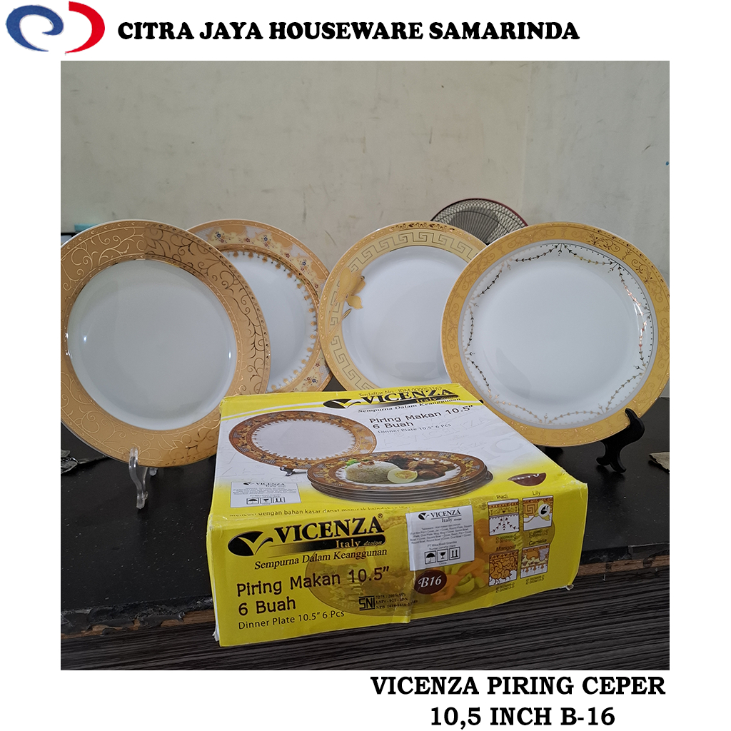 Piring Ceper Keramik 10,5" VICENZA B-16 Perkotak (6 Pcs)