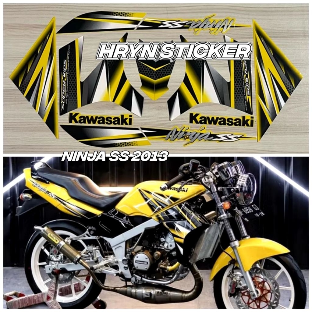 striping ninja ss 2013 kuning glossy laminasi anti gores - sticker ninja ss 2013 kuning