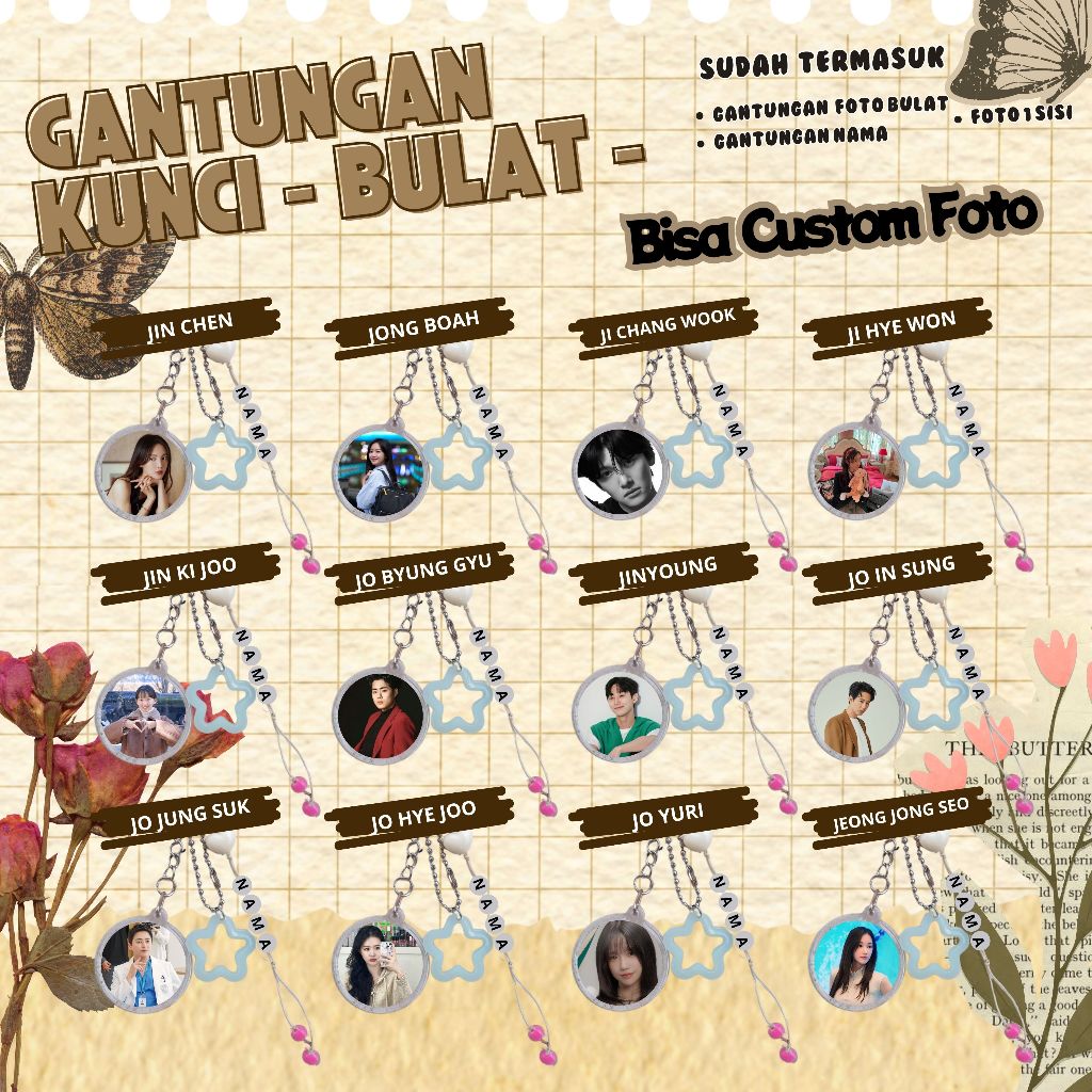 (BISA CUSTOM) GANTUNGAN KUNCI BULAT KPOP I JEONG JONG SEO I JI CHANG WOOK I JI HYE WON I JIN CHEN I 