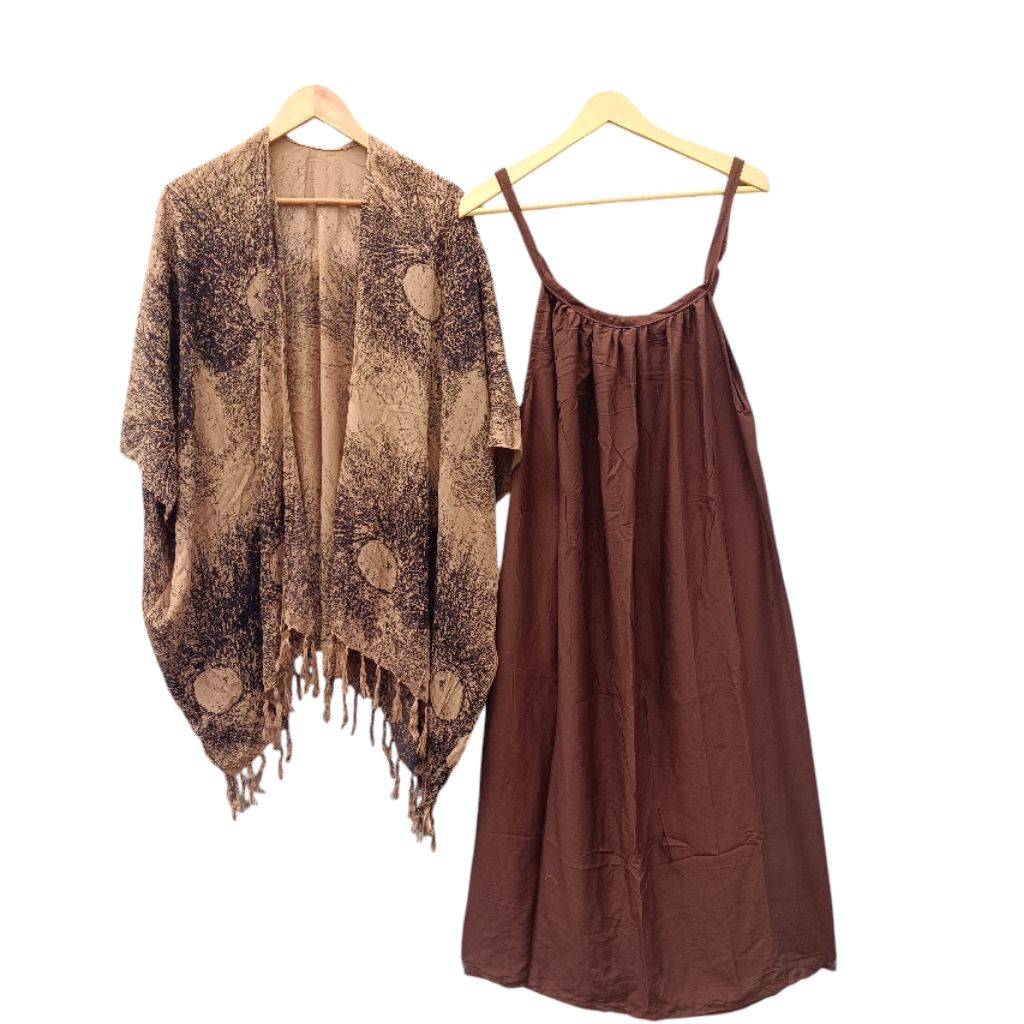 SETELAN DRESS LOBEK PANJANG DAN OUTER AKAR BALI