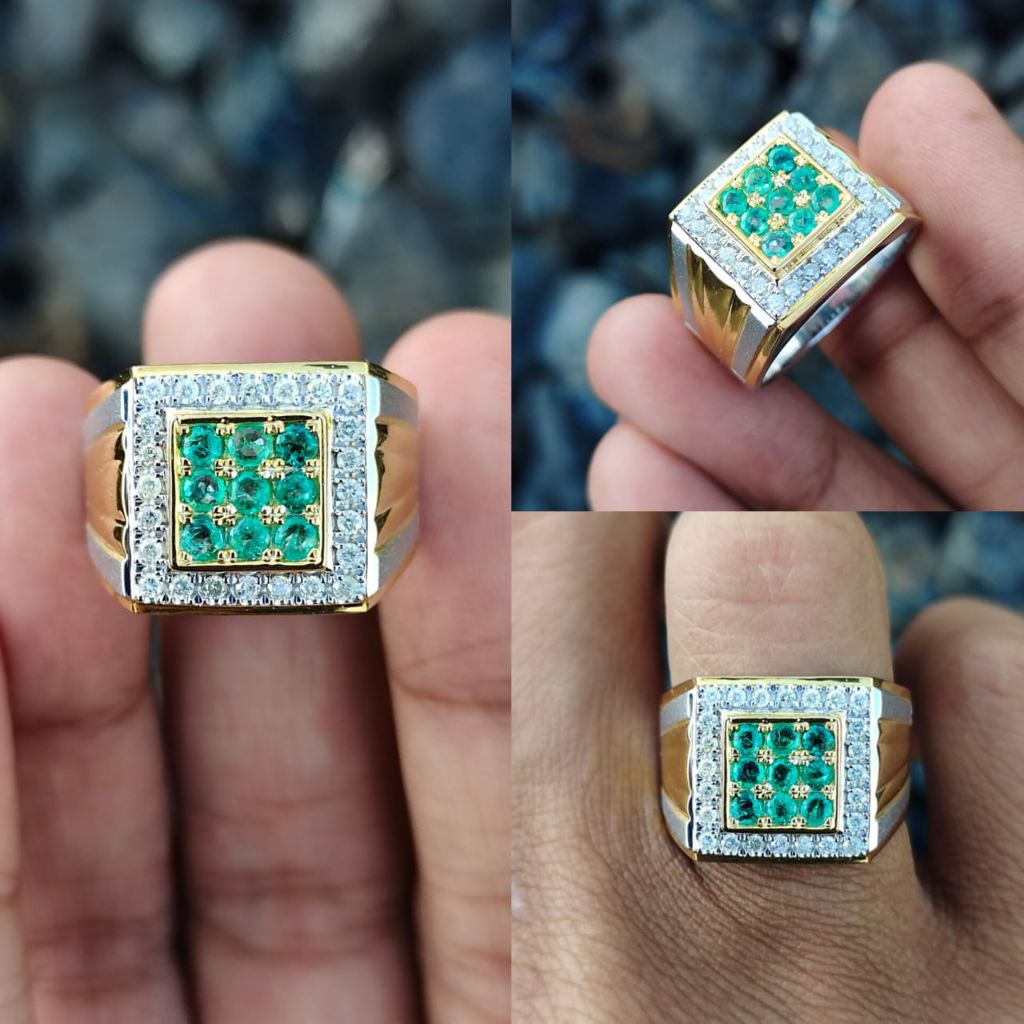 cincin berlian pria batu natural zamrud