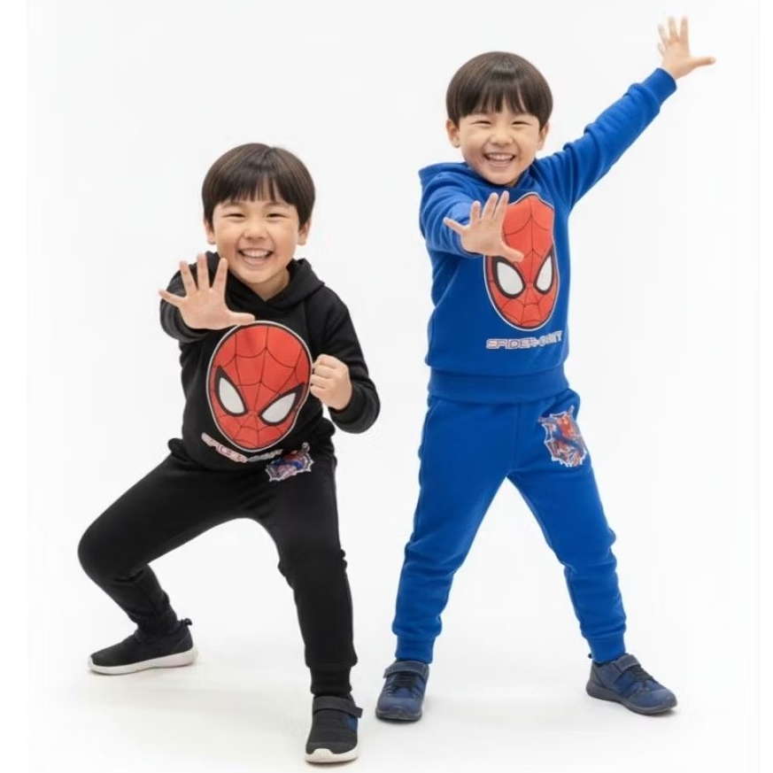 Setelan anak laki laki spider face model terbaru