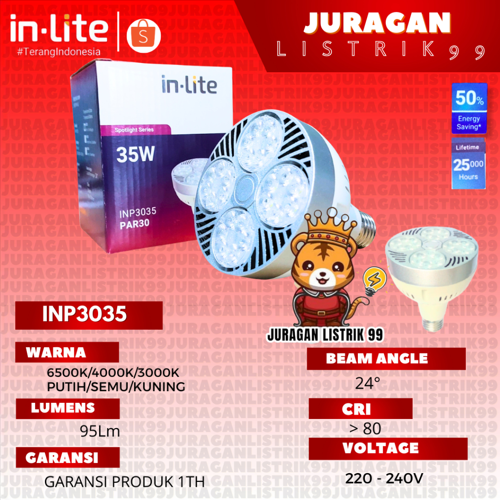 INLITE - LAMPU SOROT LED PAR30 E27 INP3035 35WATT / LAMPU SOROT / LAMPU PAR 30 / LAMPU SPOTLIGHT / L