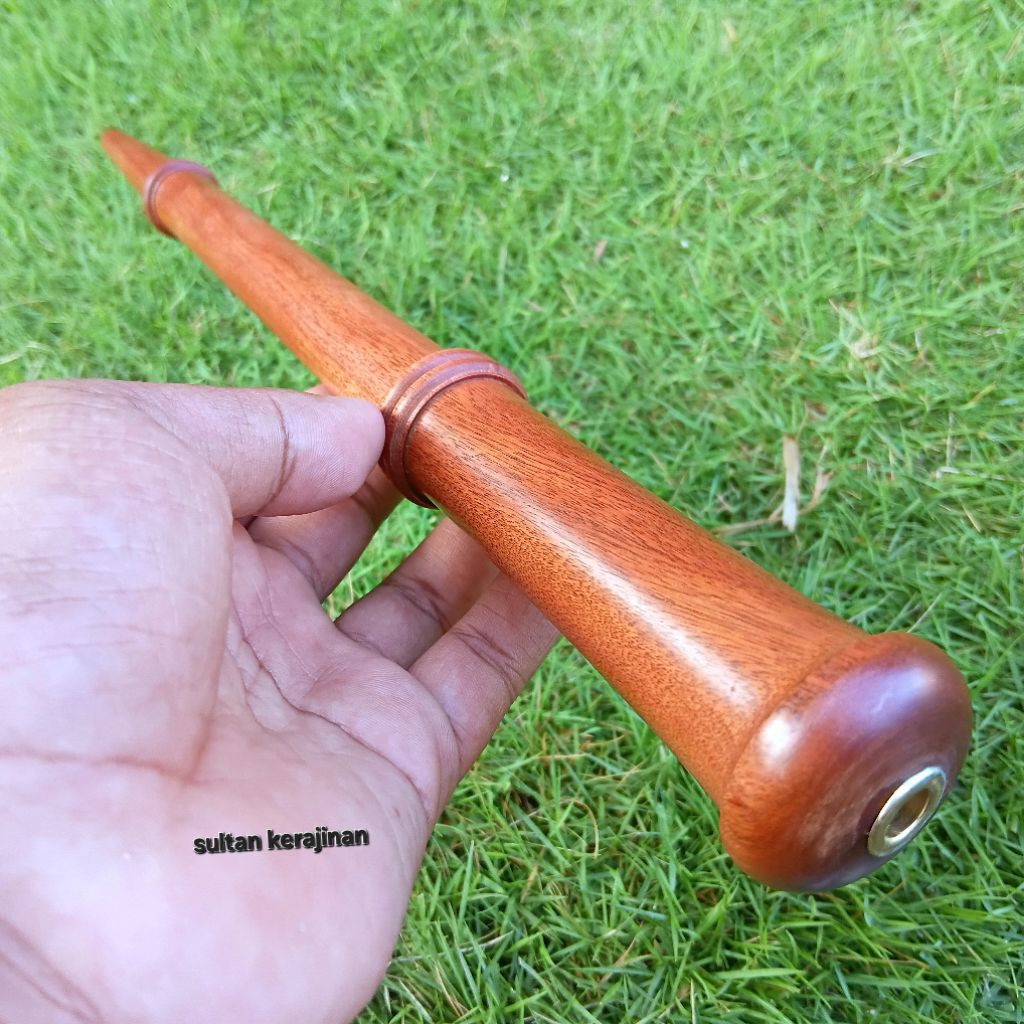 Once sekaligus tongkat komando TNI polri bahan kayu stigi original panjang ±35 cm lubang multi