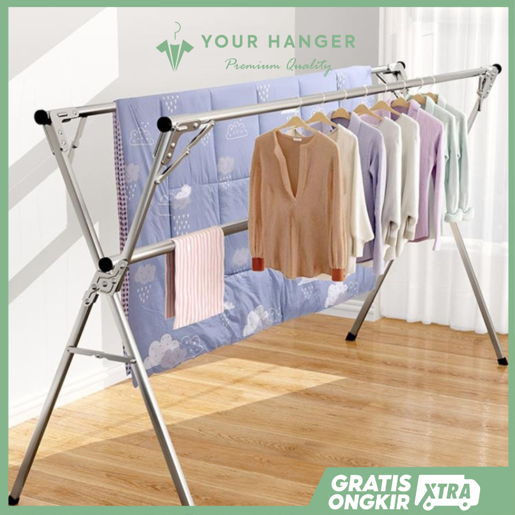 Jemuran Baju Lipat Jemuran Pakaian Anti Karat Kuat Jemuran Baju Portable Jemuran Lipat