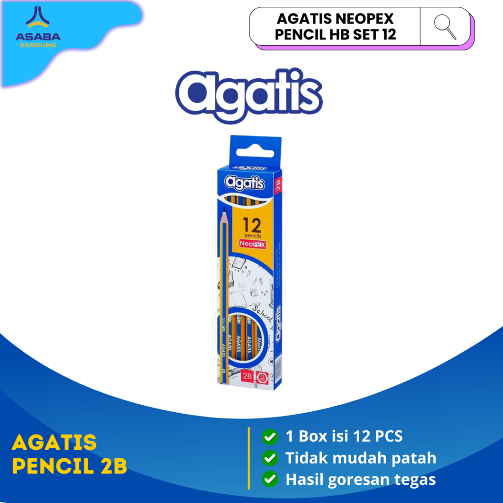 Asaba Bandung - Agatis Pensil 2B Neopex / Pensil 2B 1 Pak / Pensil 1 Pack isi 12 Pcs