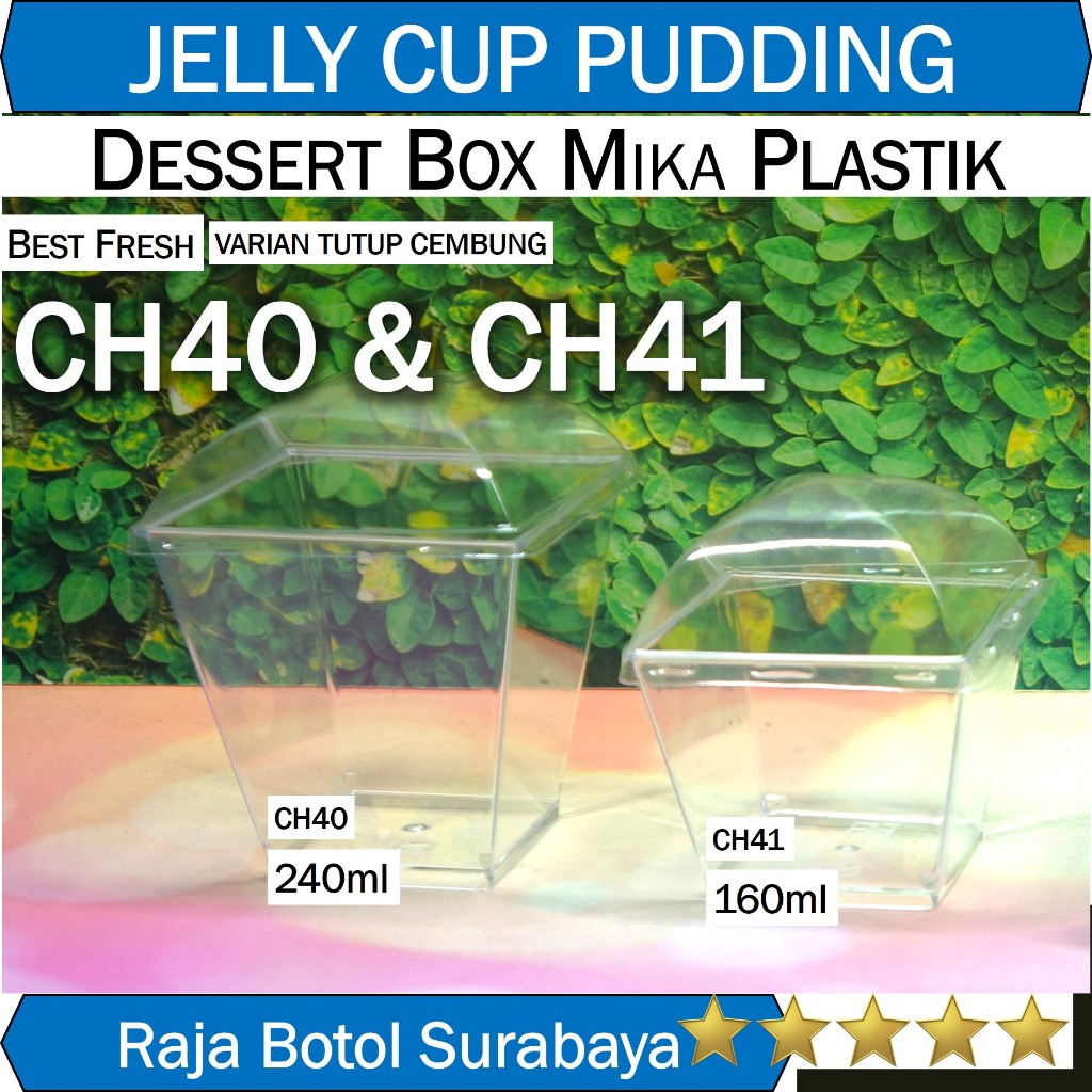 Jelly Cup Kotak CH41 CH40 Tutup Cembung Paket 10pcs 25pcs 1 set Jar Plastik murah wadah Pudding Gela