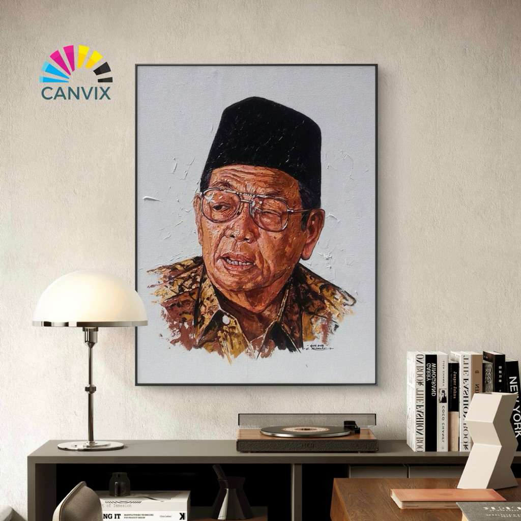 Kanvas printing foto Gus Dur gratis bingkai hiasan dinding