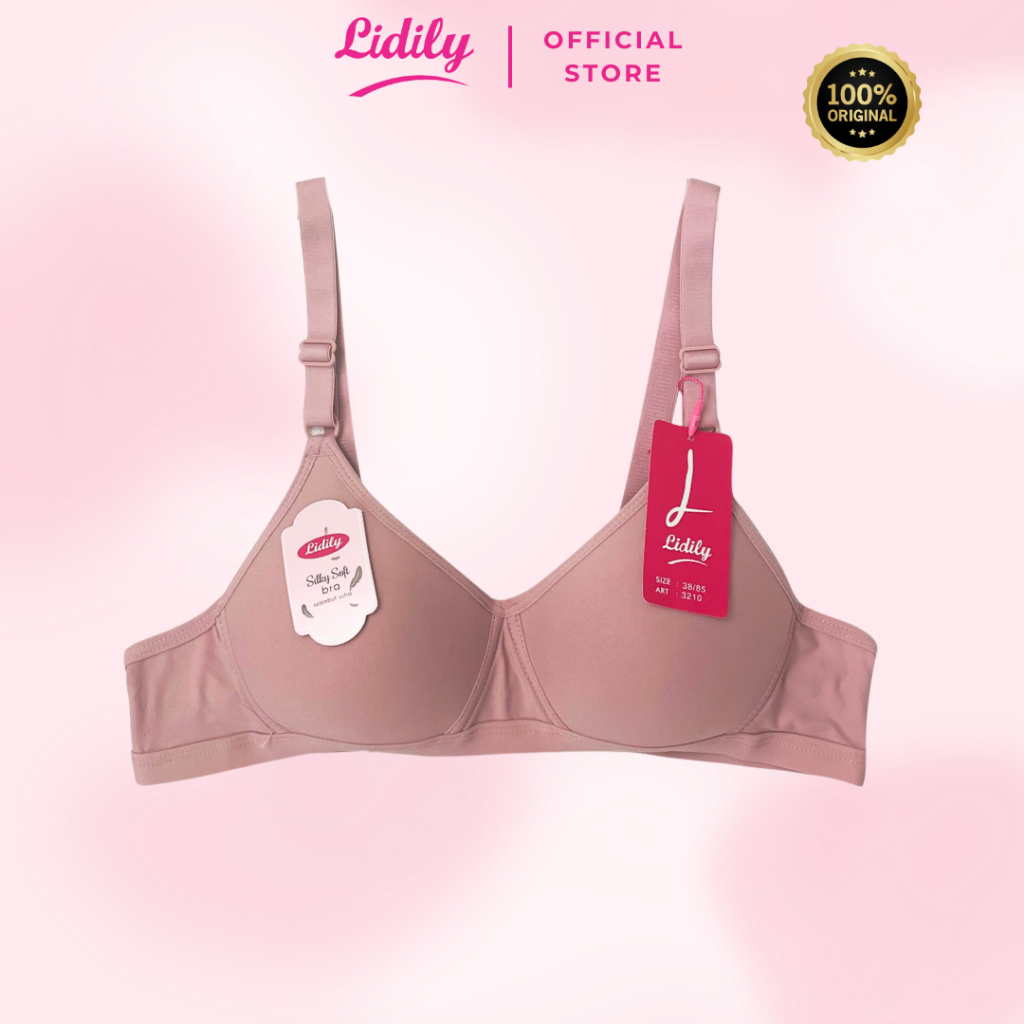 Lidily - BH Wanita Tanpa Kawat Silky Soft Bra Nyaman Cup B Busa Tipis Adjustable Strap BH DD3210