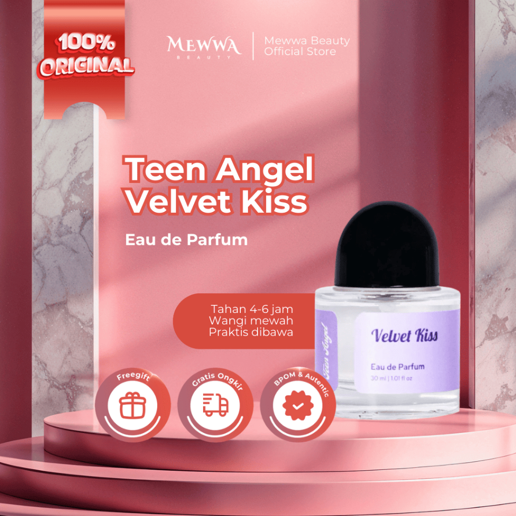 Mewwa Beauty - Teen Angel Velvet Kiss Eau de Parfum 30ml - Parfum Wanita Wangi Tahan Lama - Original