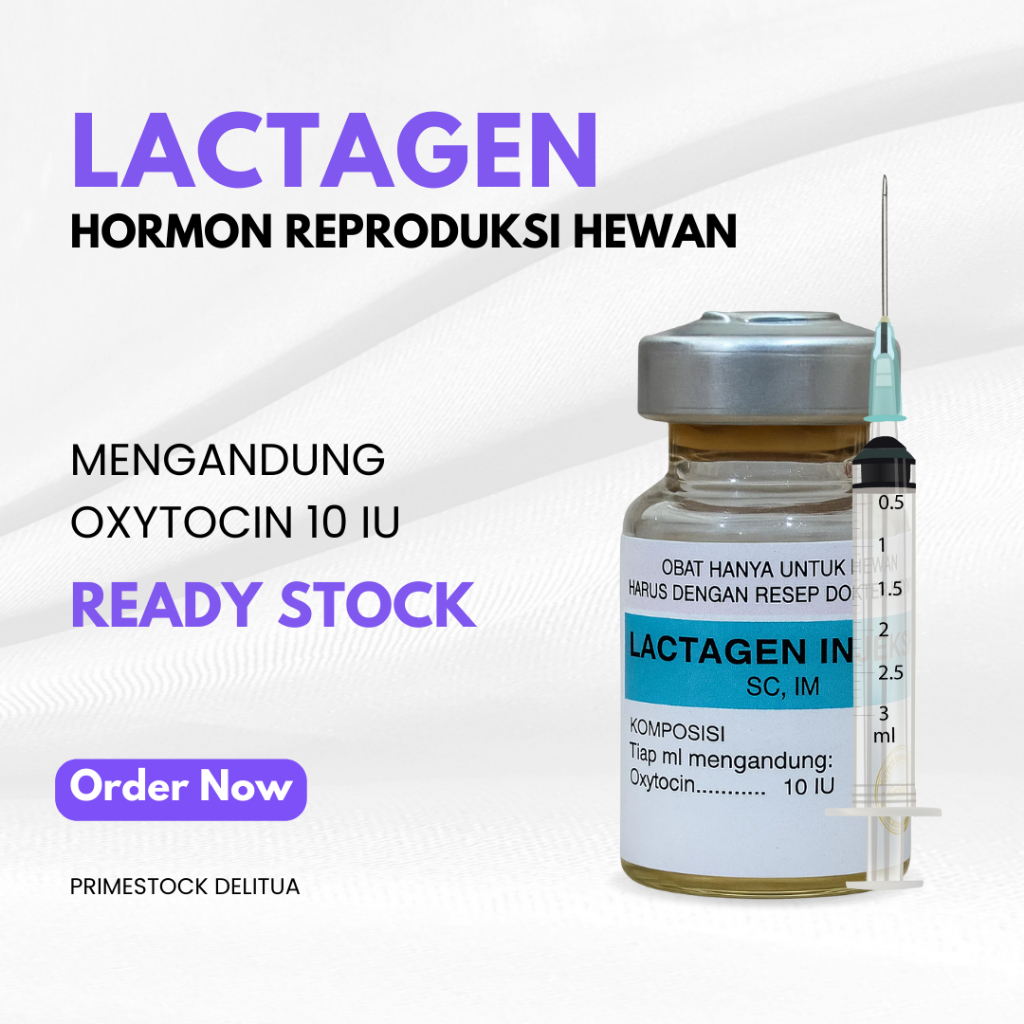 Lactagen Injeksi 5 ml + Spuit – Hormon Reproduksi Hewan (Oxytocin 10 IU)