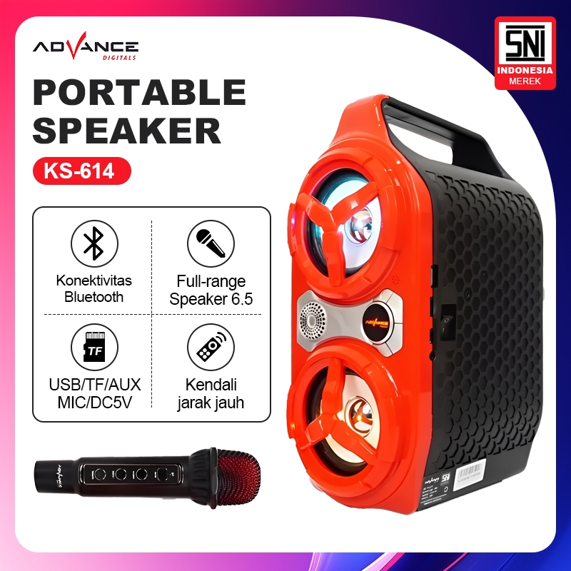 Advance 3" 10W Speaker Portable Bluetooth Karaoke Plus Mic KS-614