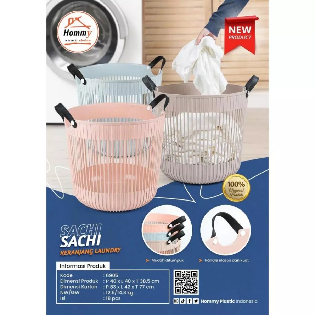 Keranjang Laundry Sachi Keranjang Baju Besar Keranjang Baju Plastik Kuat & Kokoh Anti Pecah