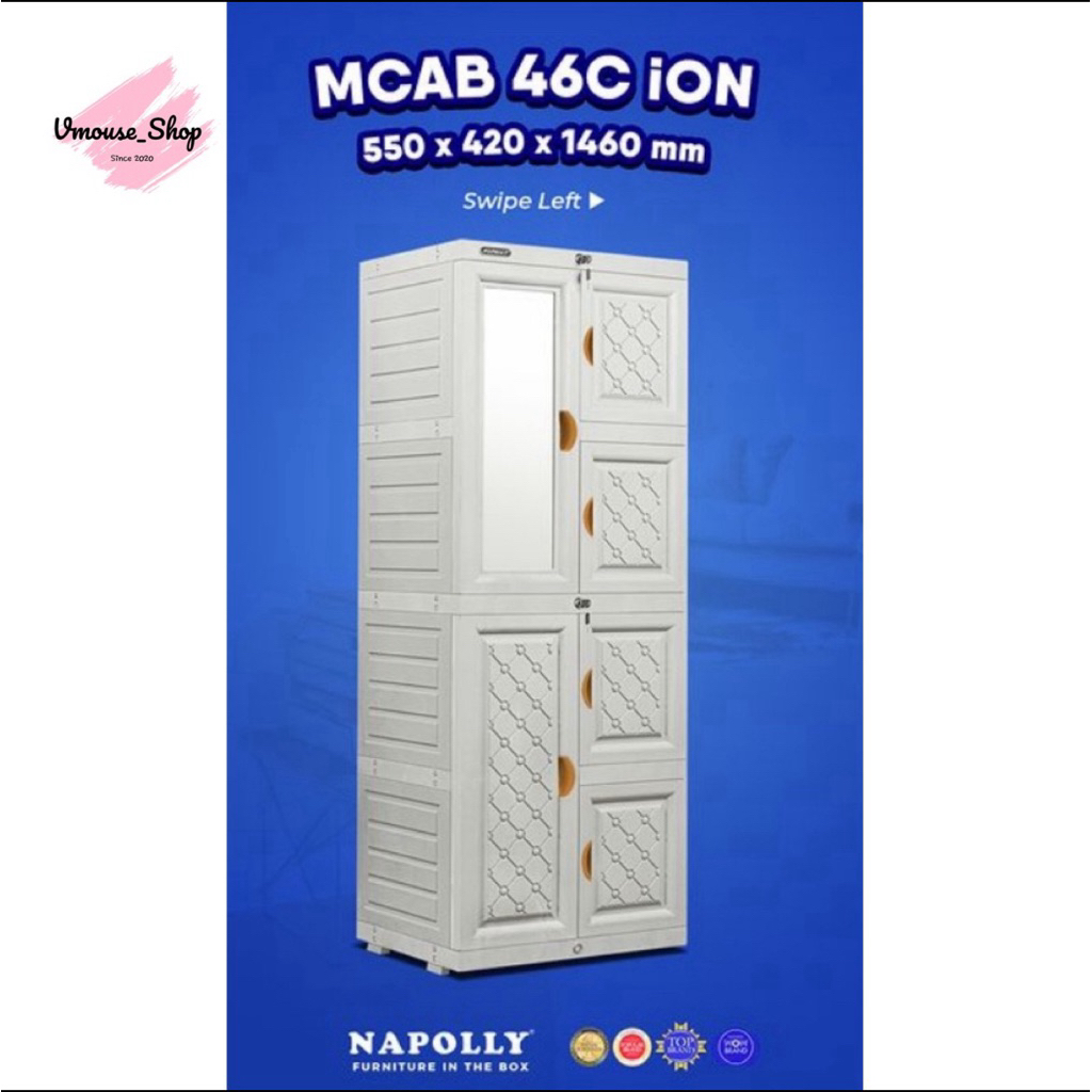 LEMARI PAKAIAN NAPOLLY MINICAB 46C ION KACA - MINICAB 46C KACA - LEMARI PLASTIK NAPOLLY 4 SUSUN - LE