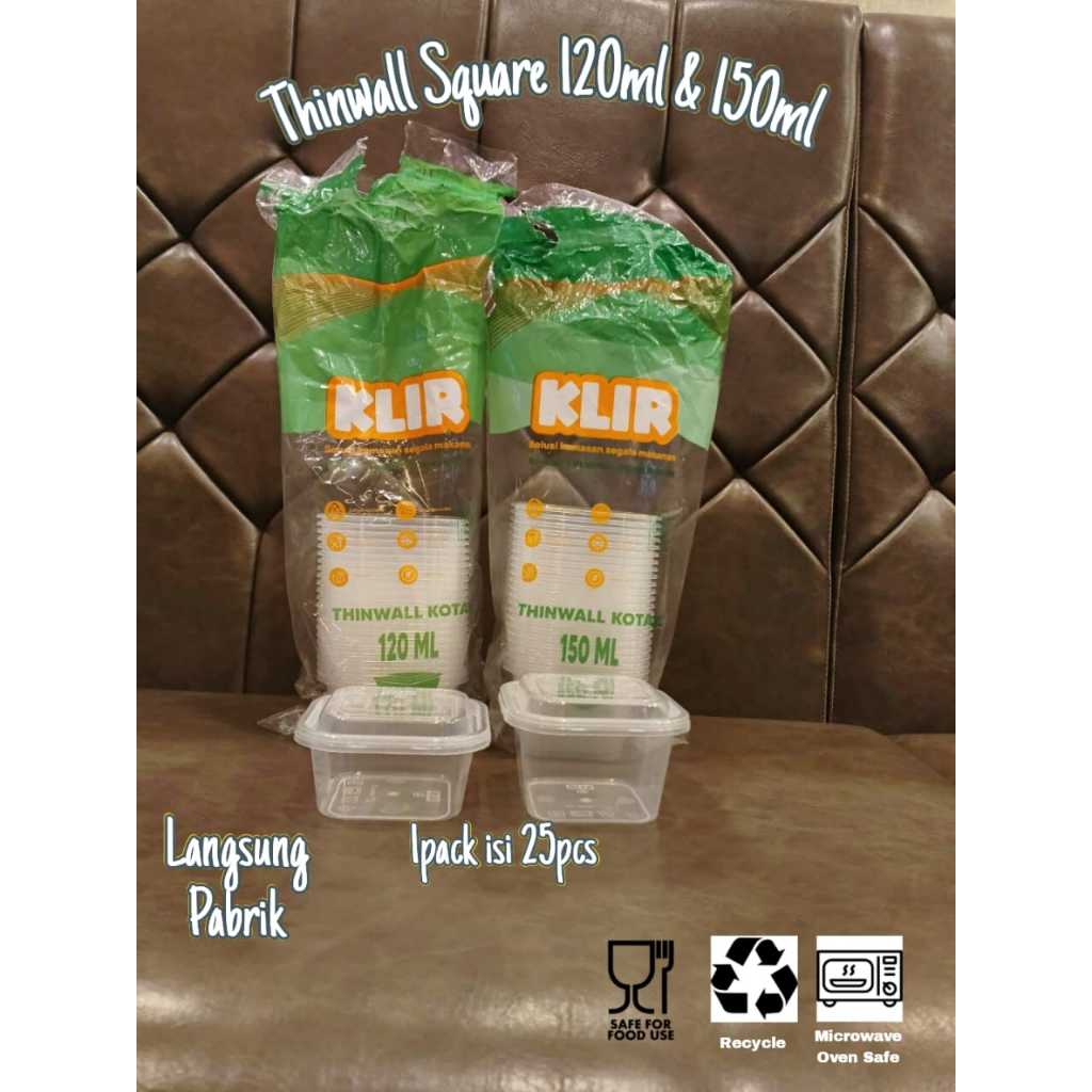 Thinwall Square 120ML 150ML / Kotak Makan Plastik Dessert Salad Buah Puding KLIR