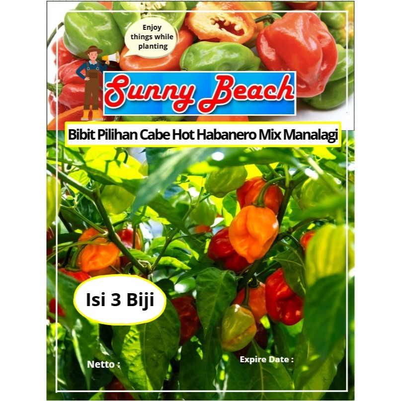 Bibit Pilihan Cabe Hot Habanero Mix Manalagi | Biji Benih Cabe Habanero Mix| Habanero