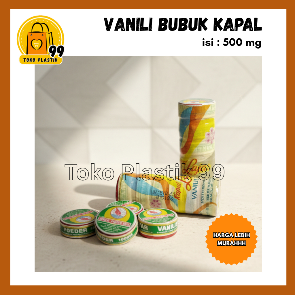 Grosir  (1 slop isi 6 ) Vanili Bubuk Kapal Layar 500mg / Bubuk Vanili 500mg / Vanili Kapal Layar 500