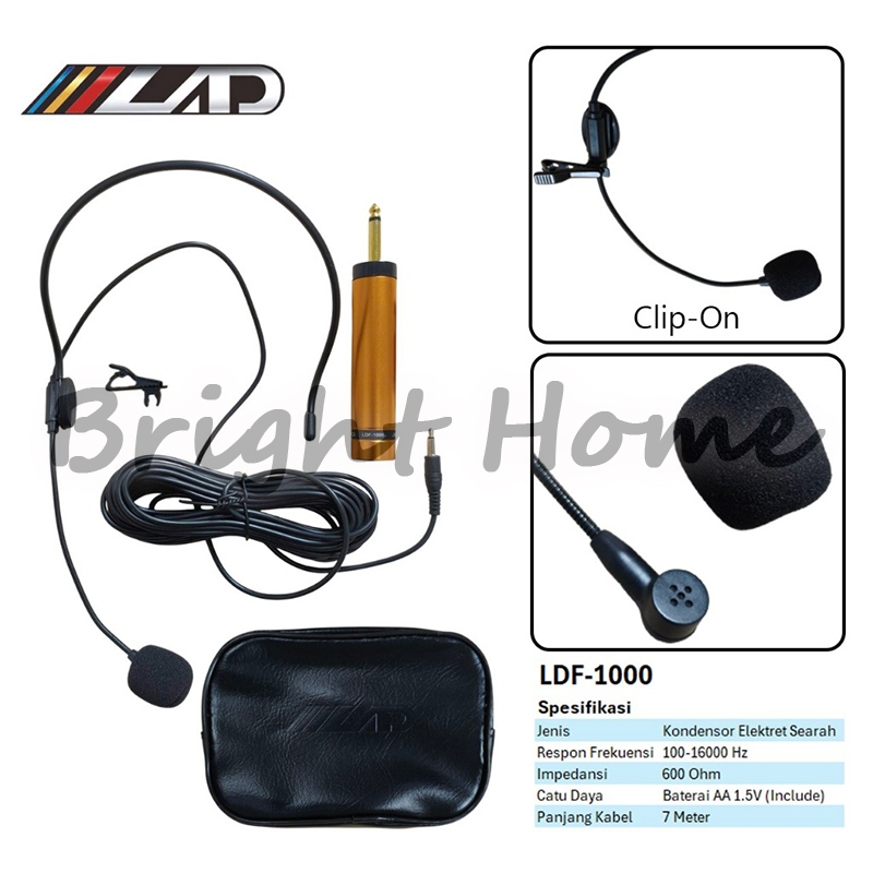 LAD LDF-1000 LDF1000 Mic Jepit Clip On Microphone Bando Kabel 7 Meter