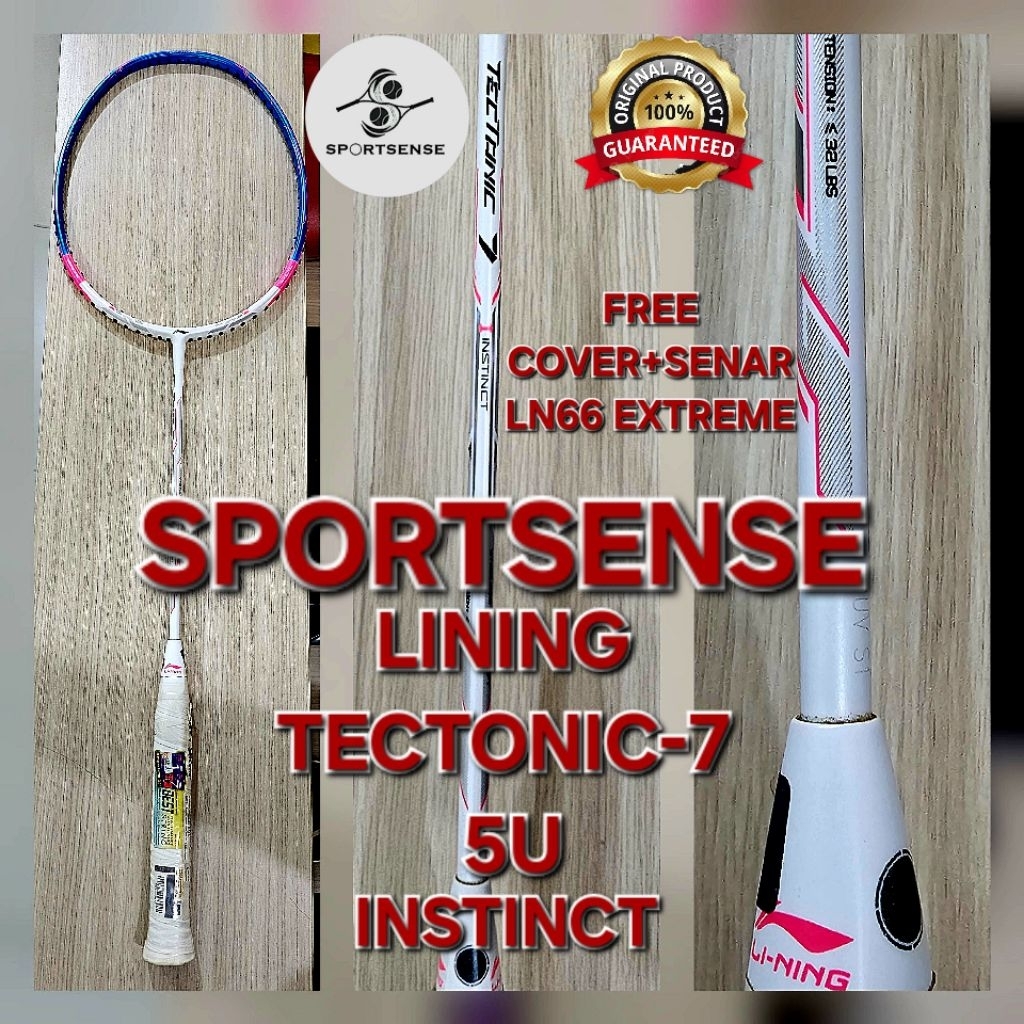 Raket Badminton Lining Tectonic 7 Instinct Original Bonus Cover dan LN66 Extreme